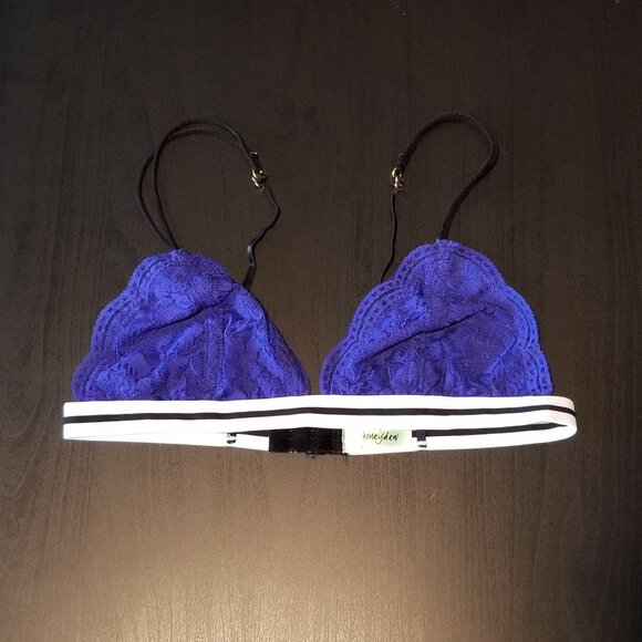 NWOT Honeydew Intimates Blue Floral Lace Bralette M - Picture 2 of 9